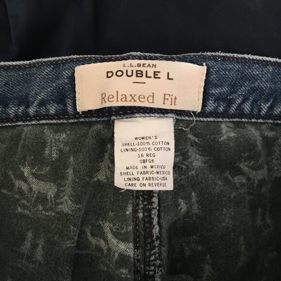 Vintage L.L. Bean Jeans 16 Flannel Lined Double L Relaxed Gorpcore High Rise - Picture 3 of 7